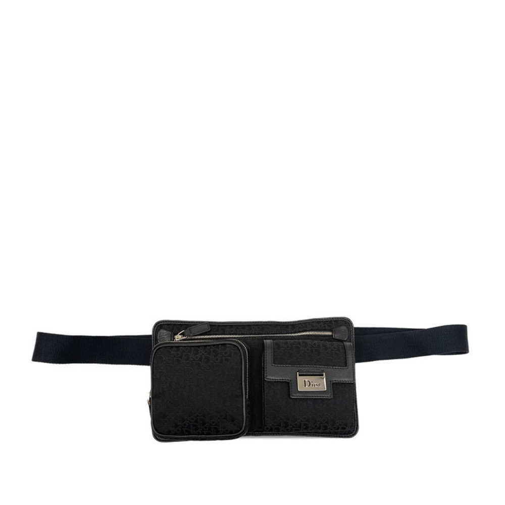 Christian Dior Trotter Street Bum Bag Waist Body Black Canvas Leather